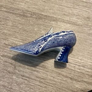 Blue and white decorative shoe the Canton collection is 7 3/4" long x 4 high
